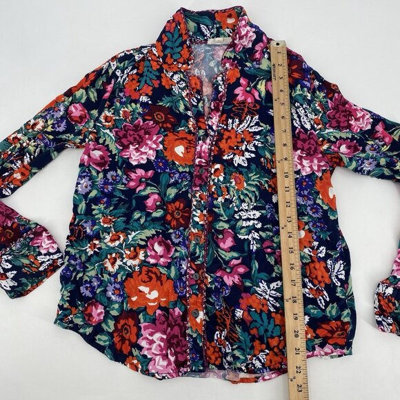 Anthropologie Floreat Size Small Silky Sleep Floral Top Colorful Satin Viscose - Picture 5 of 13